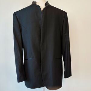 Ferrecci Men’s Mirage Black Tuxedo Jacket with Nehru Mandarin Collar, Sz 44S/W38